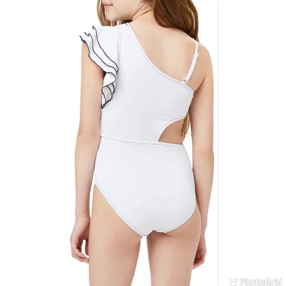 NEW Habitual Girl Ruffle One Shoulder Swimsuit White 14 - Picture 2 of 8